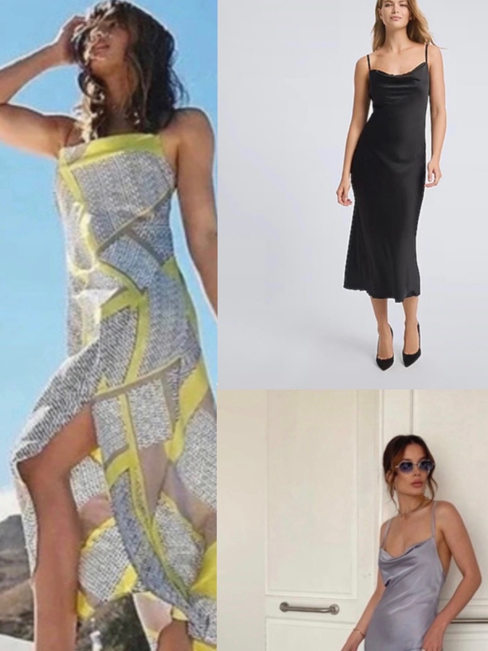 3 satin dresses